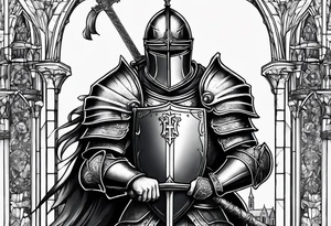 knight with heavy armor with Notre Dame tattoo idea