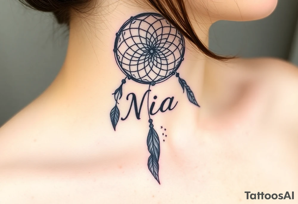 Name Nia in a  dreamcatcher tattoo idea