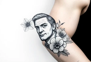 Floral Elements: Incorporate state flowers—bluebonnet (Texas), mountain laurel (Connecticut), and coast rhododendron (Washington)—around the portrait.
Arm sleeve shoulder to elbow tattoo idea