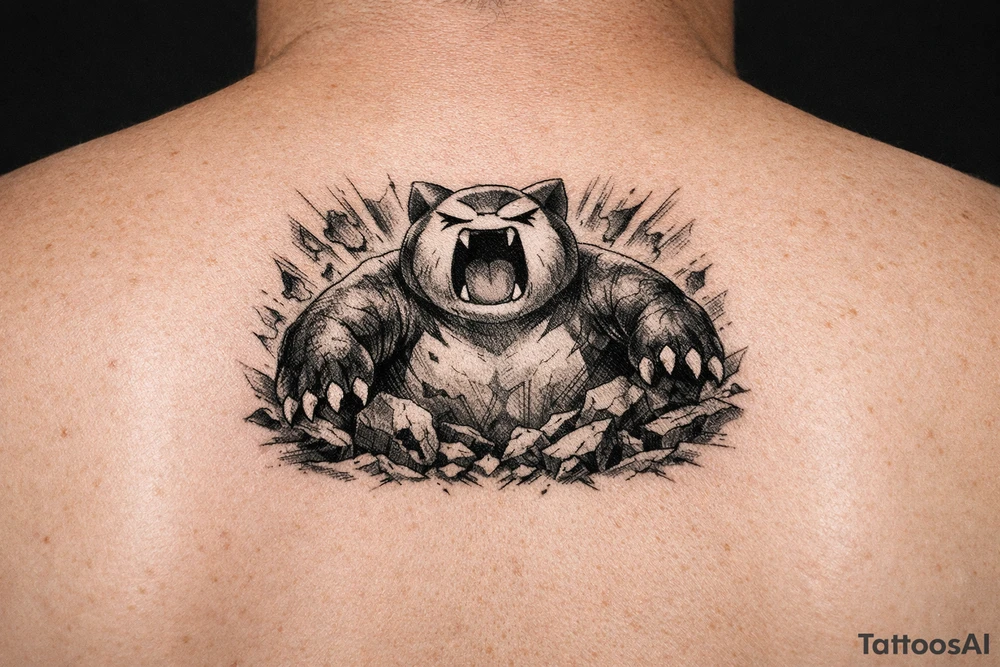 Powerful Snorlax waking up tattoo idea
