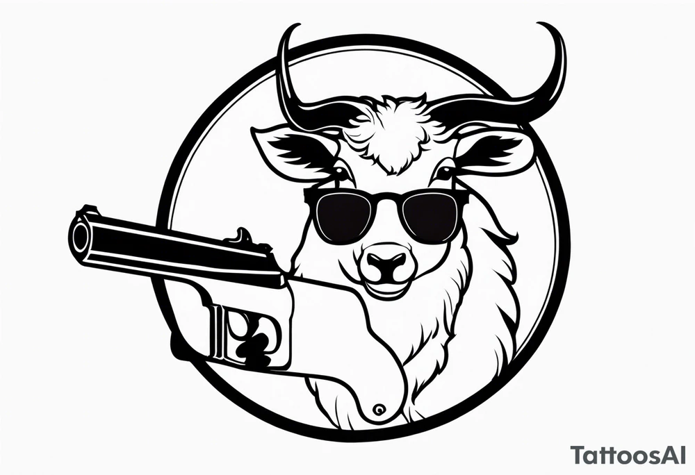 capricorn with sunglasses and shotgun tattoo idea