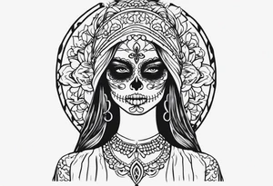 Sugar skull girl praying tattoo idea