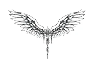 Long Angelwings straight down tattoo idea