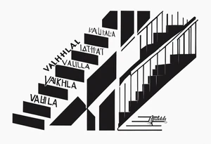 Valhalla  fog stairs mist family tattoo idea