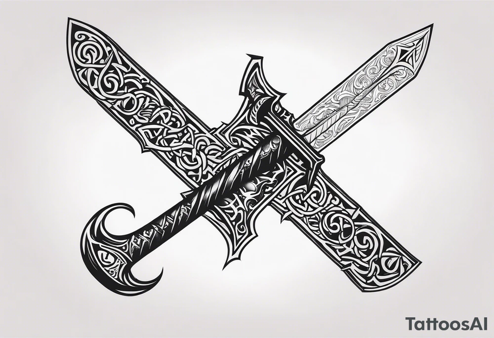 Valhalla death 
prayer sword dragon head axe tattoo idea