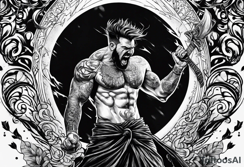 Screaming man full of pain tattoo idea