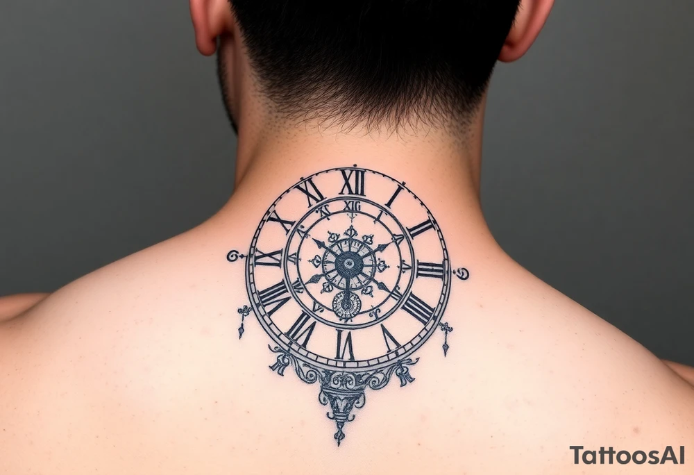 vintage roman numerals within ornate clockwork mechanism tattoo idea