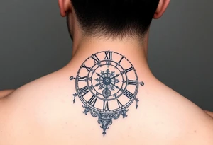 vintage roman numerals within ornate clockwork mechanism tattoo idea