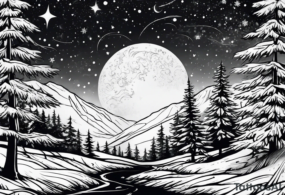 Winter night sky, quarter sleeve tattoo idea