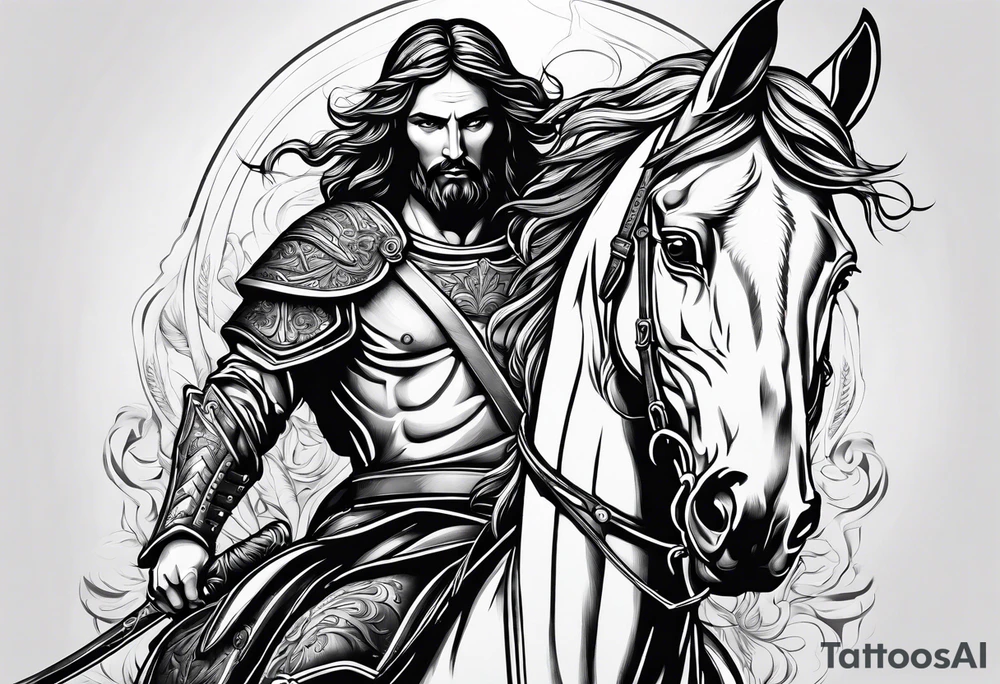 Warrior Jesus on a horse tattoo idea