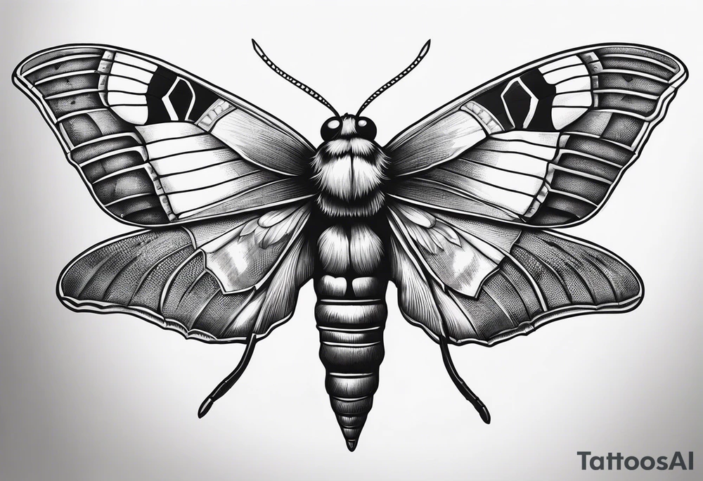 Death hawk moth with shadows to look like it’s flying tattoo idea