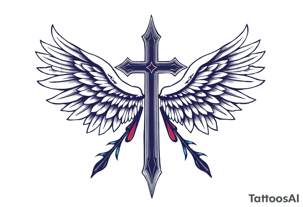 Cross ,wings tattoo idea