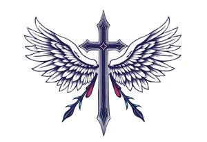 Cross ,wings tattoo idea