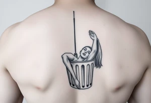 Prostitute hanging out of a trash can 
 dead tattoo idea