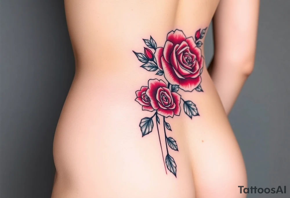 Im a twinky male and want a pretty tattoo on my side down on my booty. I like roses, kisses, and hearts, and kink tattoo idea