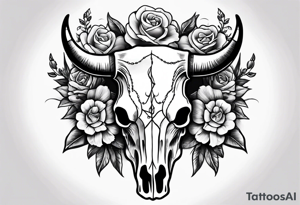 Forearm half sleeve. Western cow skull with flowers tattoo idea Forearm half sleeve. Western cow skull with flowers tattoo idea