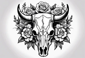 Forearm half sleeve. Western cow skull with flowers tattoo idea