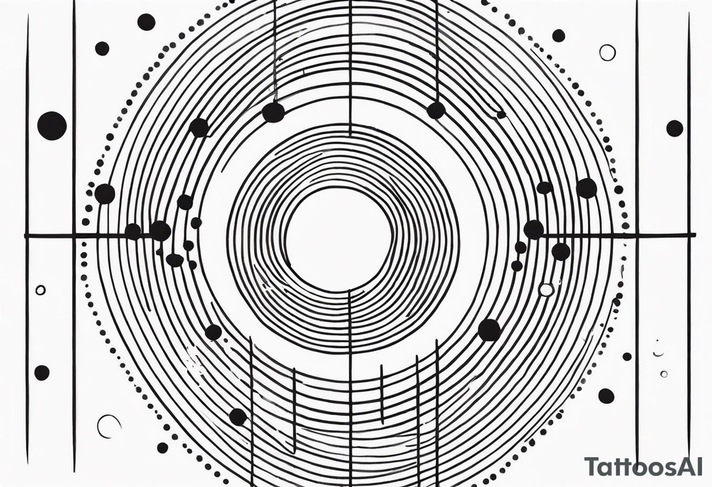 vertical lines with circles and dots tattoo idea