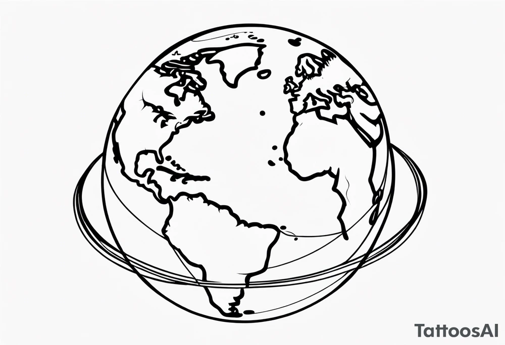 globe single line tattoo idea