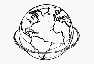 globe single line tattoo idea