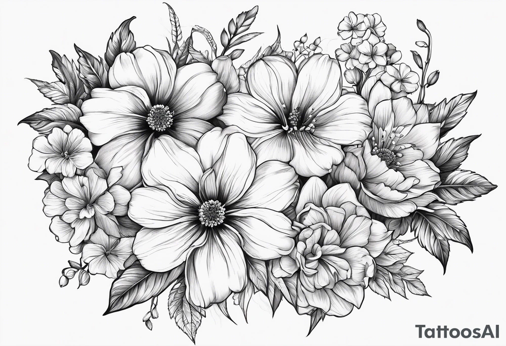 March April June November December birth flowers on infinity symbol tattoo idea