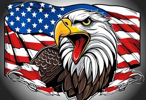 Eagle grabbing usa flag with red white and blue blood on eagle’s talons. tattoo idea
