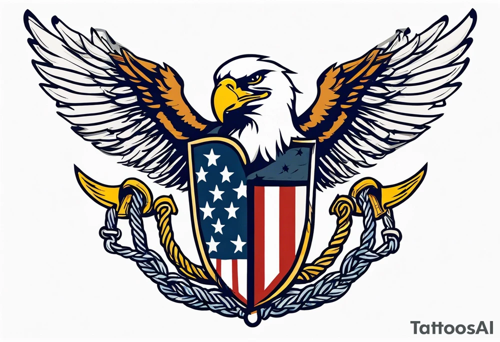 American eagle flying holding navy anchor in talons tattoo idea