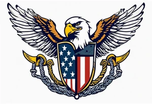 American eagle flying holding navy anchor in talons tattoo idea