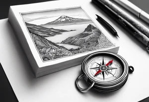 azores islands map, compass, mountain, carabiner & knot, tuna tattoo idea