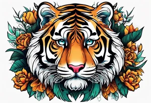 tiger in  the bushes tattoo idea