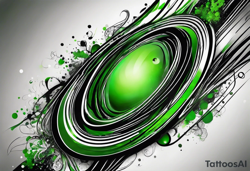 space, abstract, green and black, covered from wrist to forearm, fully covered, no borders, blackwork, no people tattoo idea