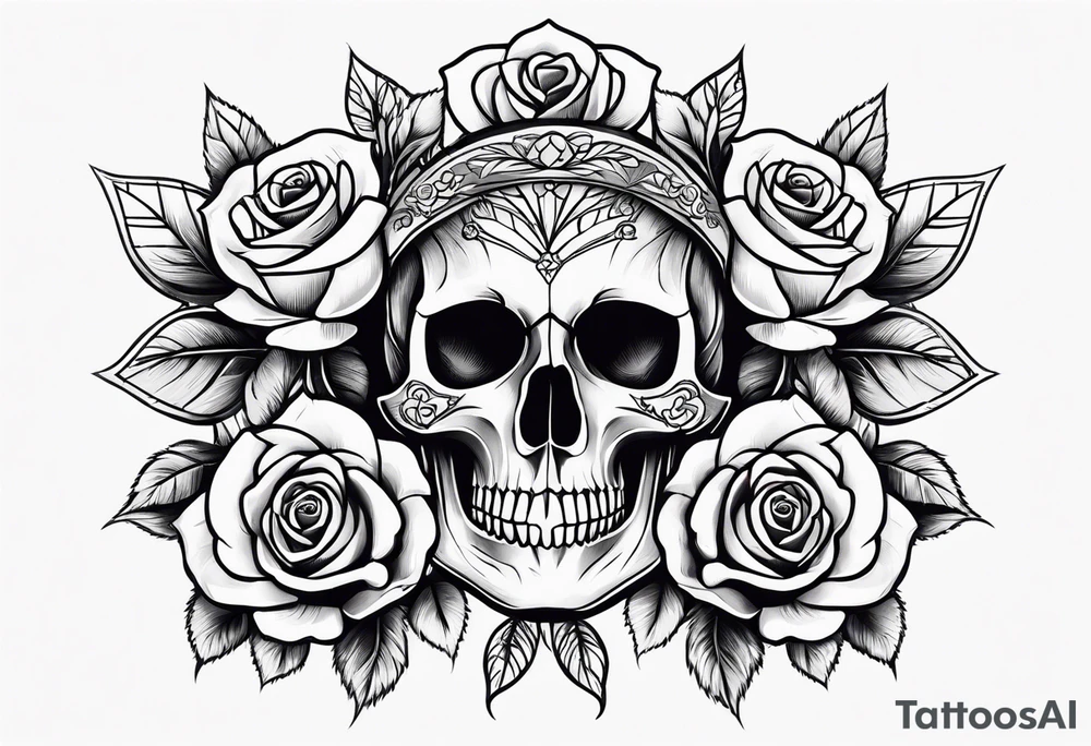 skull and roses tattoo idea