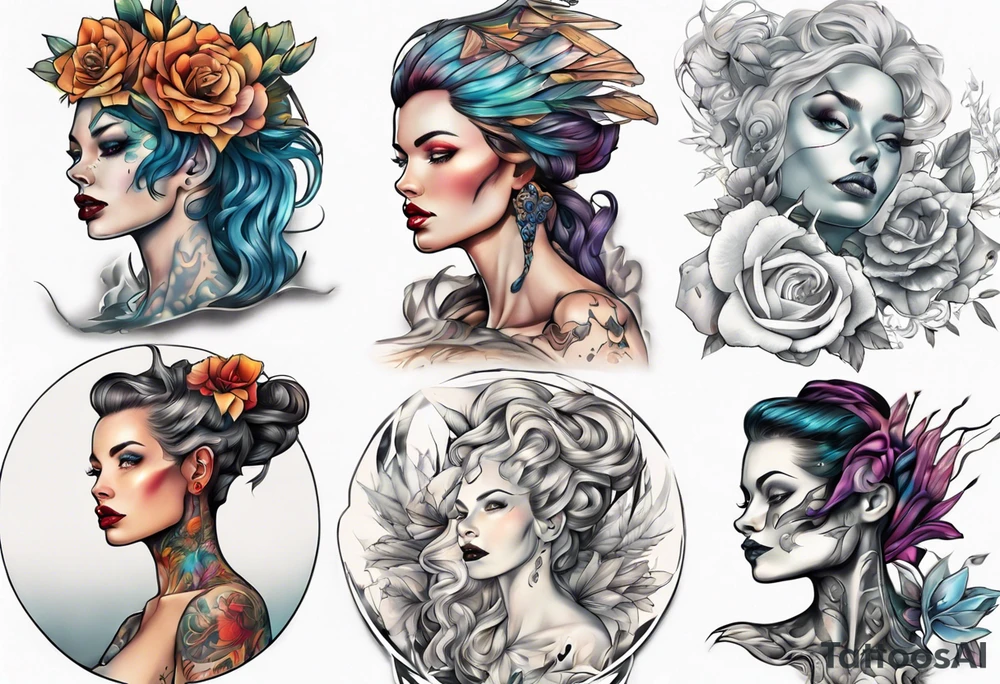 majestic woman tattoo idea