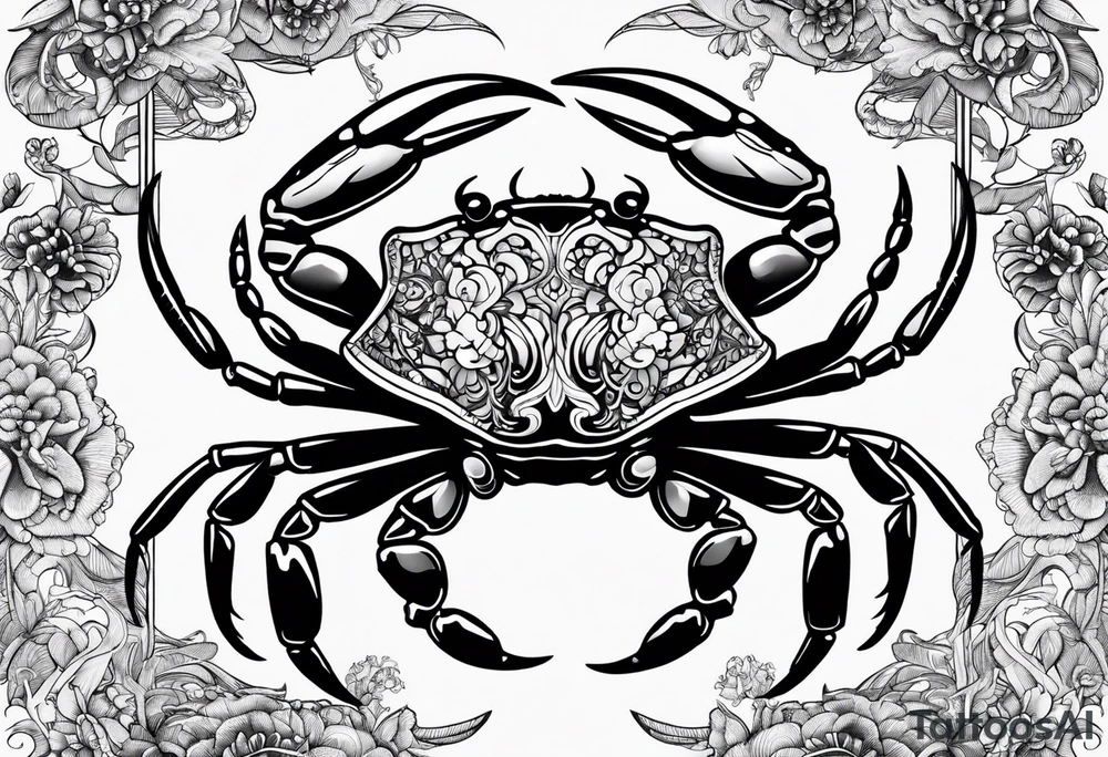 Crabs en blanco en negro con numero 69 tattoo idea