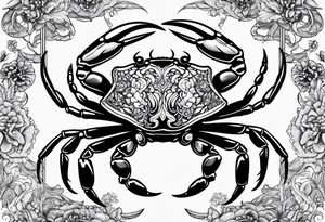 Crabs en blanco en negro con numero 69 tattoo idea