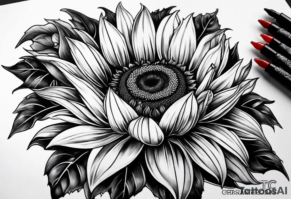 sunflower sleeve tattoo idea