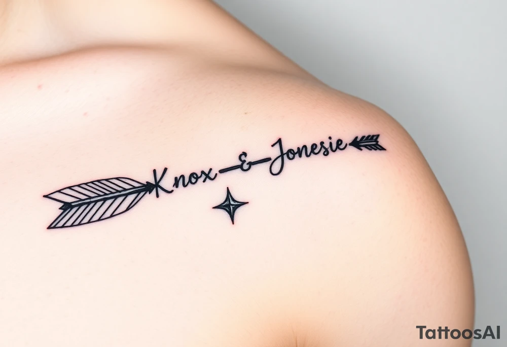 Rustic western arrow with 2 unique ideas representing my children a boy and a girl named Knox and Jonesie tattoo idea