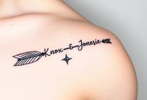 Rustic western arrow with 2 unique ideas representing my children a boy and a girl named Knox and Jonesie tattoo idea