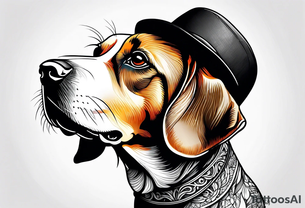 Lab beagle wearing a hat tattoo idea