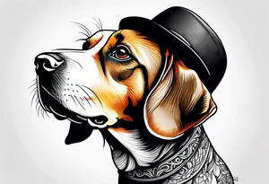 Lab beagle wearing a hat tattoo idea