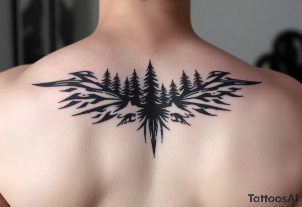 Snowy Alaskan winter forest tattoo idea