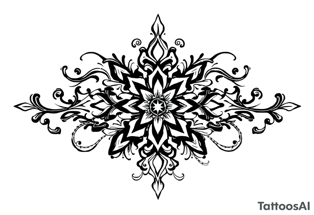 mytical shaman and witch ancient ornament with rhyme tattoo idea