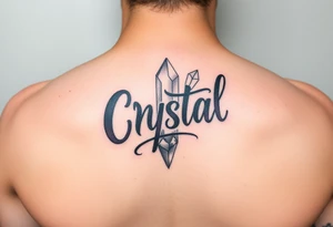 Lettering Crystal tattoo idea