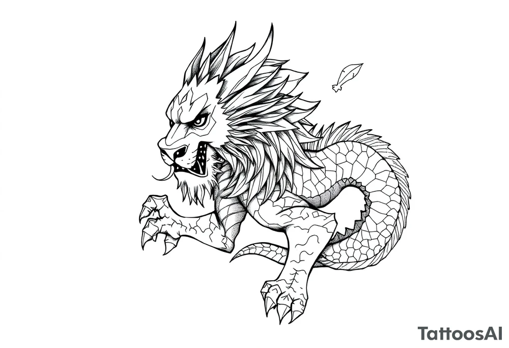Lion dragon tattoo idea