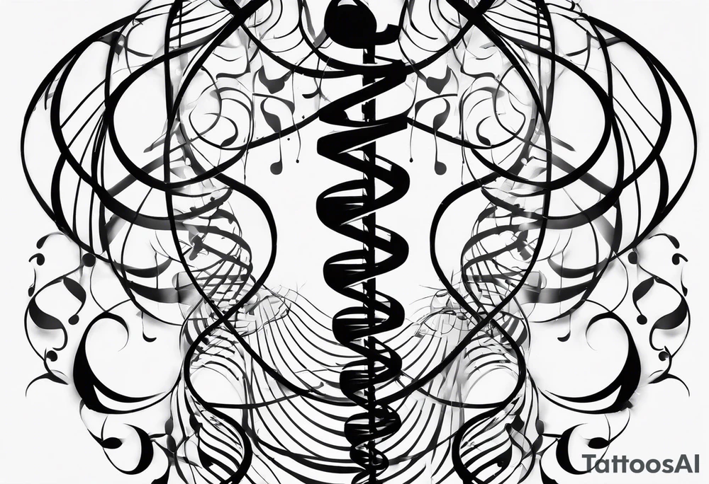 Music notes shaped as DNA helix tattoo idea