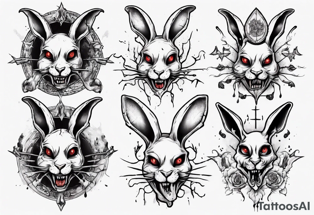 bloody satanic rabbit tattoo idea