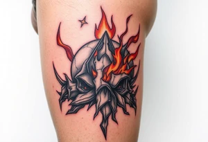 toxic world on fire tattoo idea