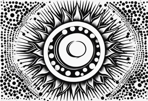simple sun made of black dots and circles tattoo idea