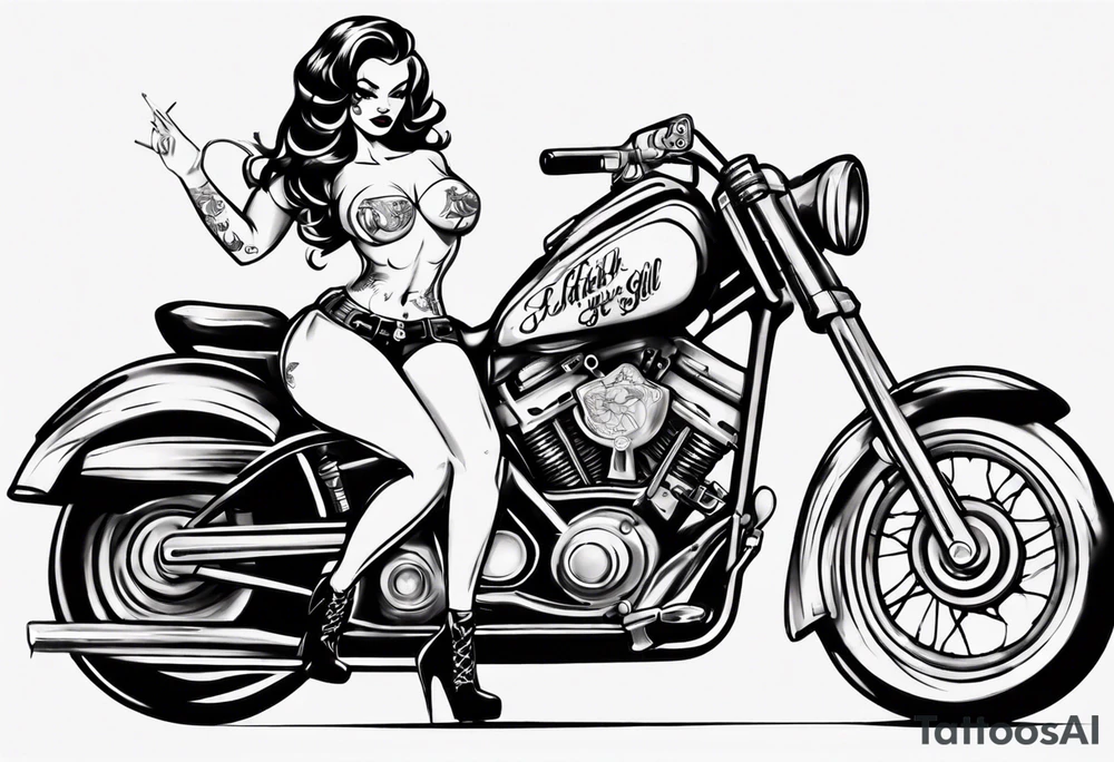 Pinup doll biker girl tattoo idea