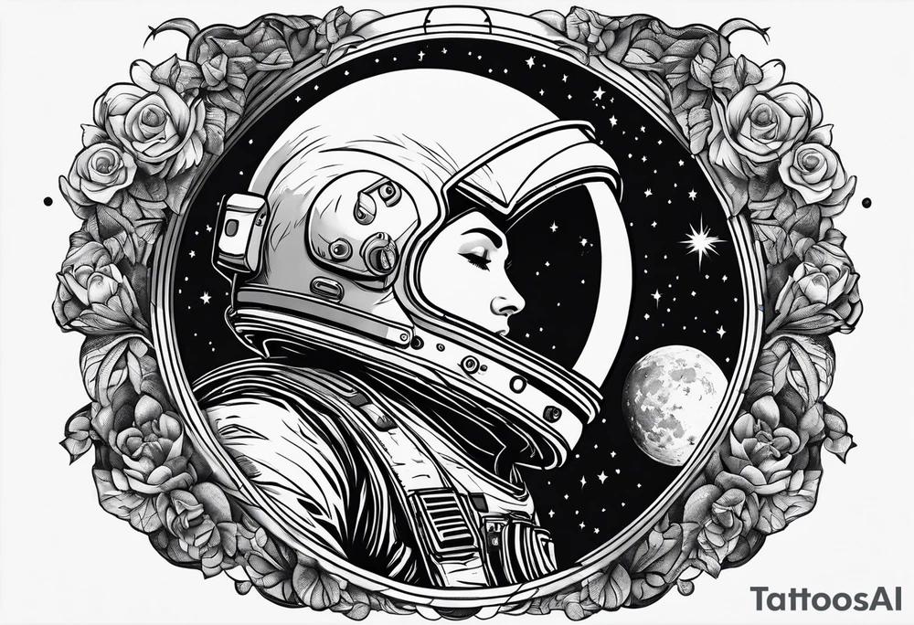 astronaut laying on a crescent moon tattoo idea